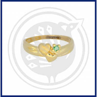 22k Gold Single Green Zircon Fancy Heart -In Ring