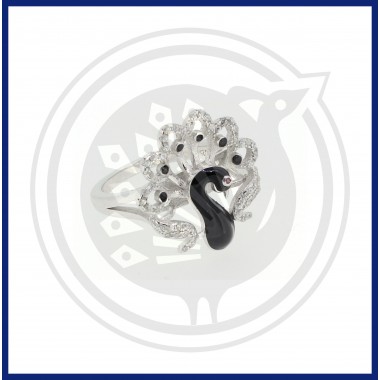 92.5 Peacock Design Silver Ring For Ladies