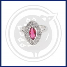 92.5 Pink Stoned Silver Ring For Girls And Womens