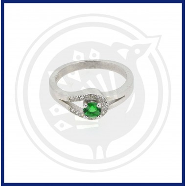 92.5 Fancy Green Stoned Silver Ring For Ladies