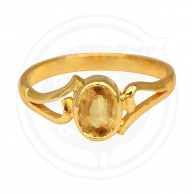 22K Gold Ring with Yellow Stone for Women's