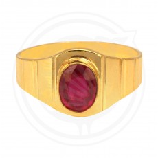 22K Gold Ring With Red Ruby Stone for Gent's