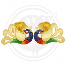  916 Gold Colorful Peacock Stud For Girls